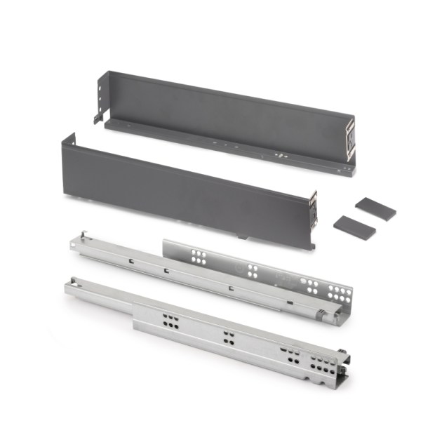 Emuca Cassetto esterno Simplex 25 kg, altezza 88 mm, profondità 440 mm, Acciaio, Grigio antracite