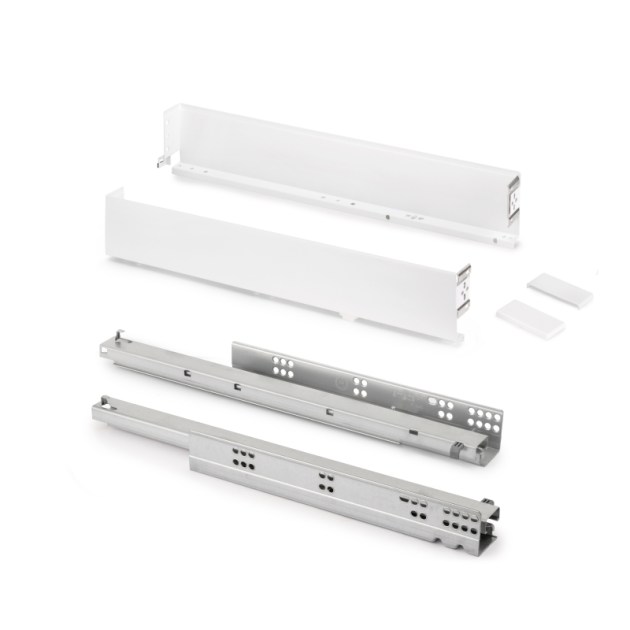 Emuca Cassetto esterno Simplex 25 kg, altezza 88 mm, profondità 440 mm, Acciaio, Verniciato bianco