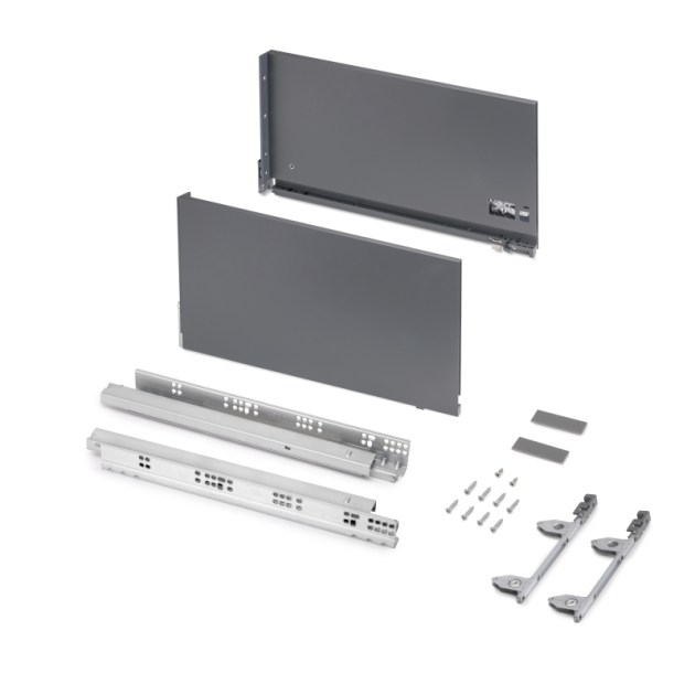 Emuca Cassetto esterno Vertex 3D 60 kg altezza 242 mm, profondità 450 mm, Grigio antracite, Acciaio