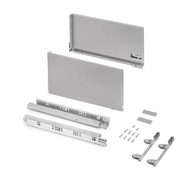 Emuca Cassetto esterno Vertex 3D 60 kg altezza 242 mm, profondità 450 mm, Verniciato alluminio, Acciaio