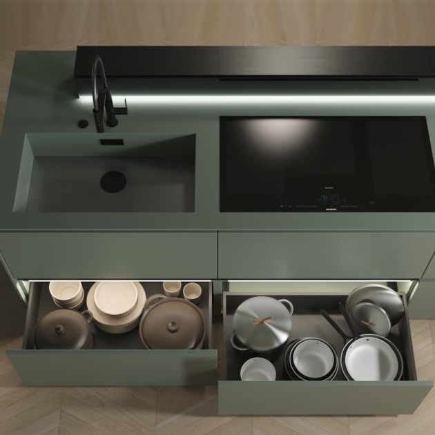 Emuca Cassetto esterno Vertex 3D 60 kg altezza 242 mm, profondità 500 mm, Grigio antracite, Acciaio