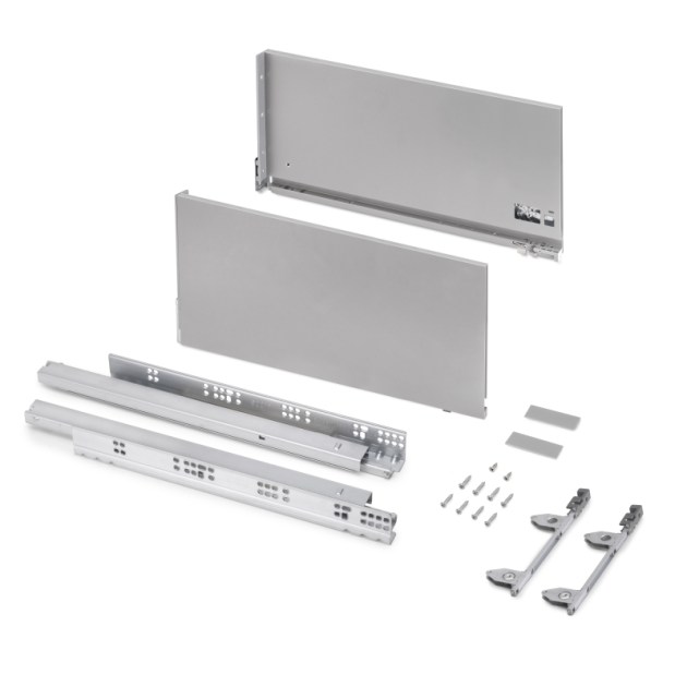 Emuca Cassetto esterno Vertex 3D 60 kg altezza 242 mm, profondità 500 mm, Verniciato alluminio, Acciaio