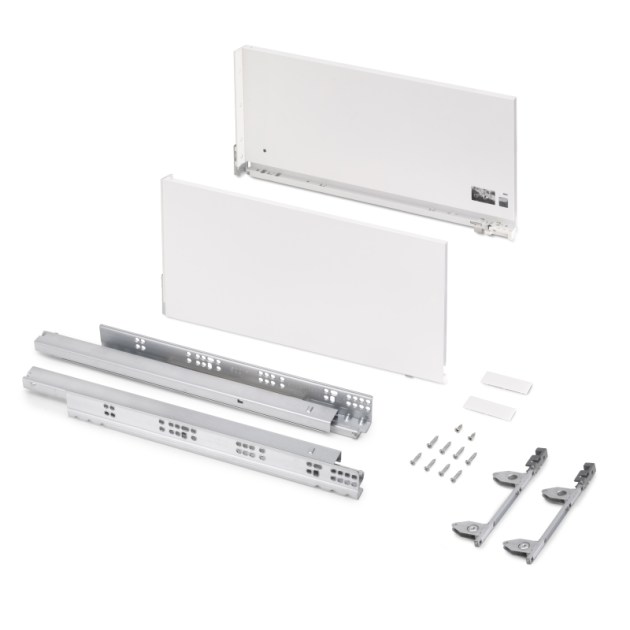 Emuca Cassetto esterno Vertex 3D 60 kg altezza 242 mm, profondità 500 mm, Verniciato bianco, Acciaio