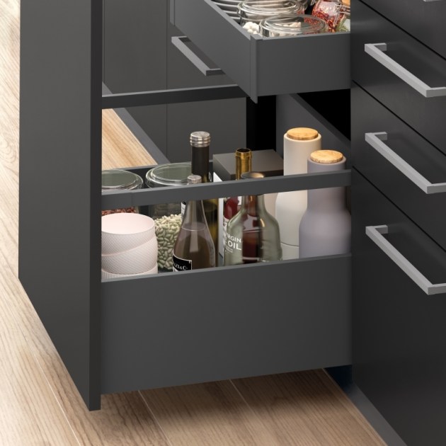 Emuca Cassetto esterno Vertex 40 kg altezza 131 mm, 131, Grigio antracite, Acciaio