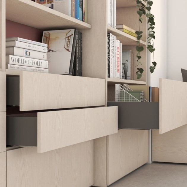 Emuca Cassetto esterno Vertex 40 kg altezza 131 mm, 131, Grigio antracite, Acciaio