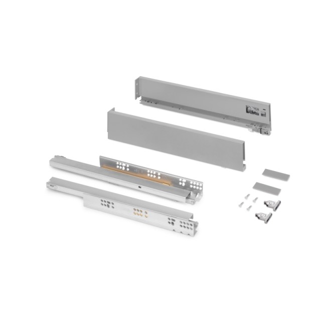 Emuca Cassetto esterno Vertex 40 kg altezza 93 mm, Profondità:450, Verniciato alluminio, Acciaio, 1 u.