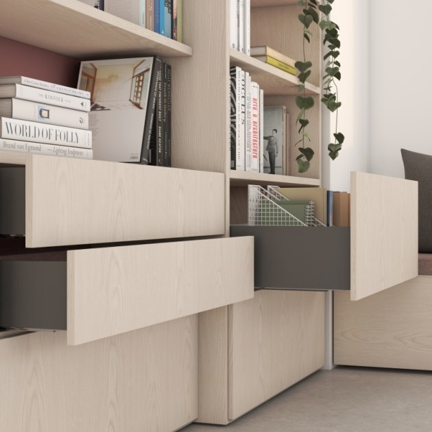 Emuca Cassetto esterno Vertex con regolazione 3D altezza 178mm, 40kg, profondità 400mm, Acciaio, Grigio antracite