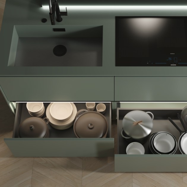 Emuca Cassetto esterno Vertex con regolazione 3D altezza 178mm, 40kg, profondità 550mm, Acciaio, Grigio antracite