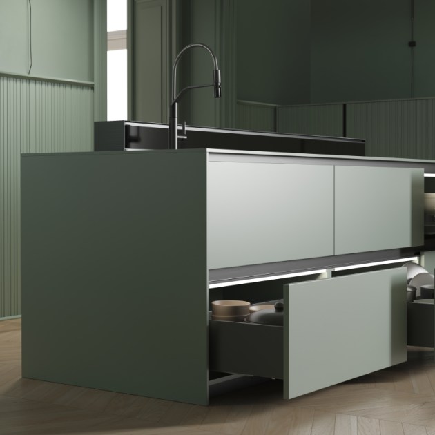 Emuca Cassetto esterno Vertex con regolazione 3D altezza 178mm, 40kg, profondità 550mm, Acciaio, Grigio antracite