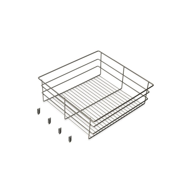 Emuca Cassetto in filo metallico per armadi e cabine armadio Quartz, 440mm (M60), Acciaio, Titanio