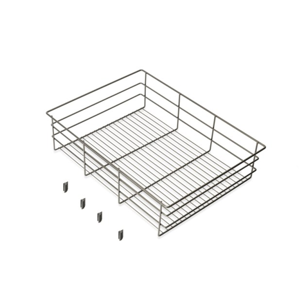 Emuca Cassetto in filo metallico per armadi e cabine armadio Quartz, 540mm (M70), Acciaio, Titanio
