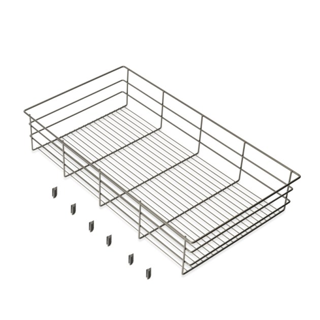 Emuca Cassetto in filo metallico per armadi e cabine armadio Quartz, 740mm (M90), Acciaio, Titanio