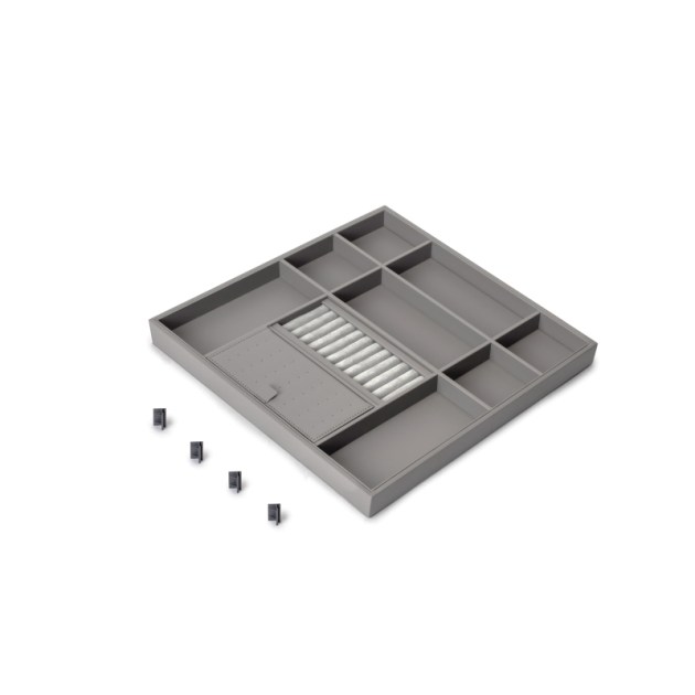 Emuca Cassetto organizzatore per armadi e cabine armadio Quartz, 440 (M60), Eco-pelle e legno, Titanio