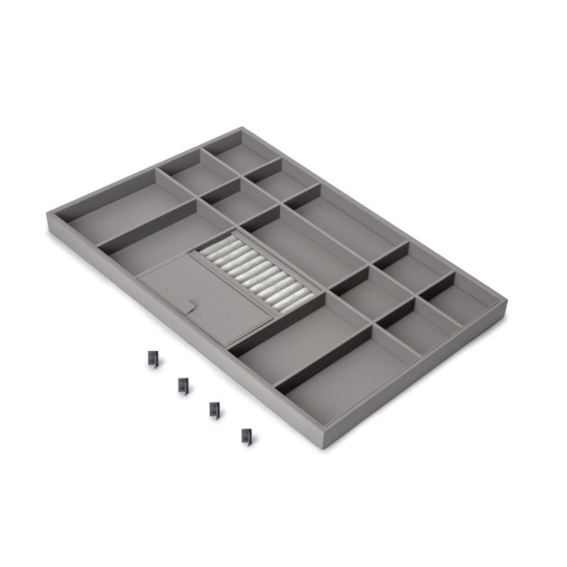 Emuca Cassetto organizzatore per armadi e cabine armadio Quartz, 640 (M80), Eco-pelle e legno, Titanio