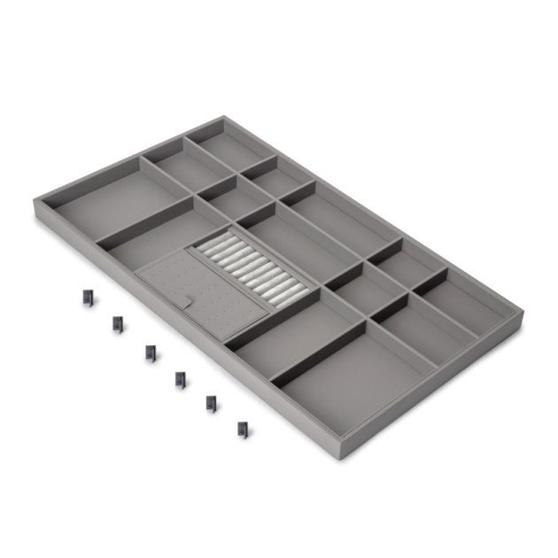 Emuca Cassetto organizzatore per armadi e cabine armadio Quartz, 740 (M90), Eco-pelle e legno, Titanio