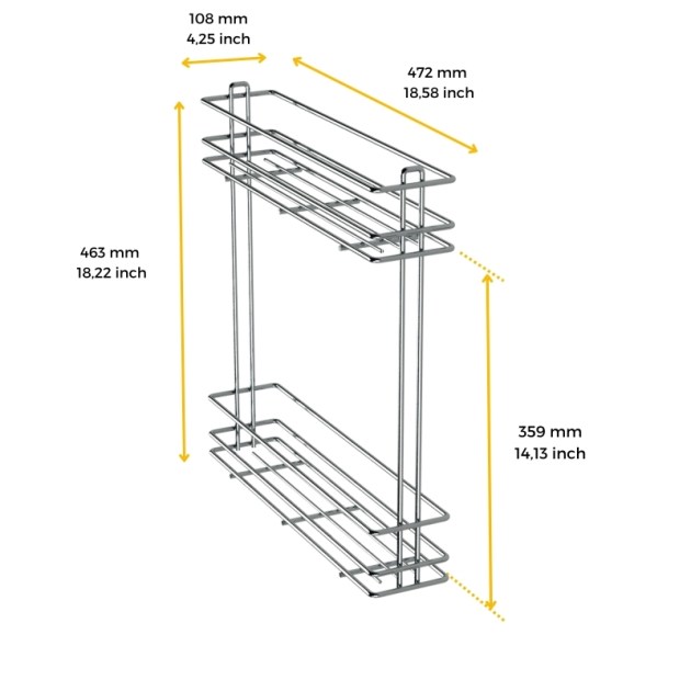 Emuca Cesto Portabottiglie estraibile SupraMax, 150, Cromato lucido, Acciaio