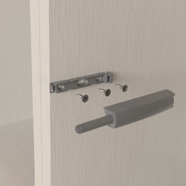 Emuca Chiudiporta Push Lite da avvitare nel mobile con regolazione, 80 mm, Ammortizzata, Plastica grigia, Tecnoplastica, 10 unità