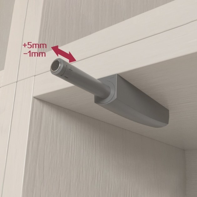 Emuca Chiudiporta Push Lite da avvitare nel mobile con regolazione, 80 mm, Magnetica, Plastica grigia, Tecnoplastica, 10 unità