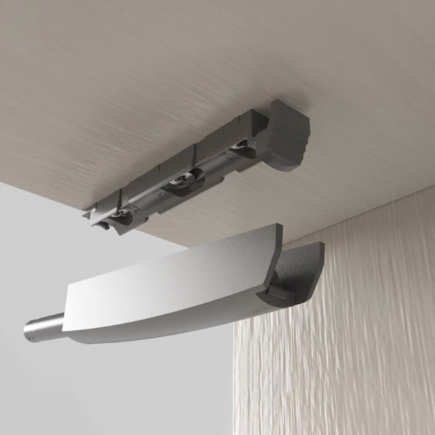 Emuca Chiudiporta Push Lite da avvitare nel mobile con regolazione, 80 mm, Magnetica, Plastica grigia, Tecnoplastica, 10 unità