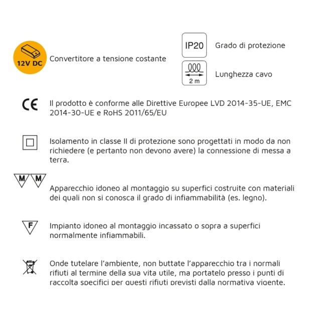 Emuca Convertitore per illuminazioni LED di tensione costante, tecnoplastica (12V DC), 72 W, Tecnoplastica, 10 un