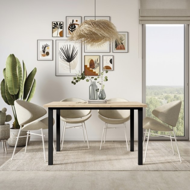 Emuca Gambe quadrate e struttura per tavolo, 50x50mm, 1.150x750, Verniciato nero, Acciaio