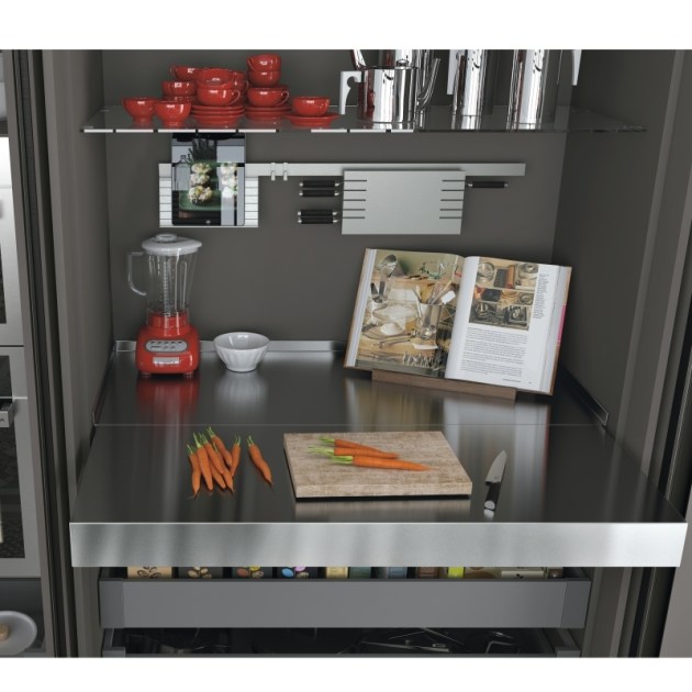 Emuca Guide per tavolo allungabile e elevabile Oplà Folding + 39 M120, Champagne anodizzato, Alluminio