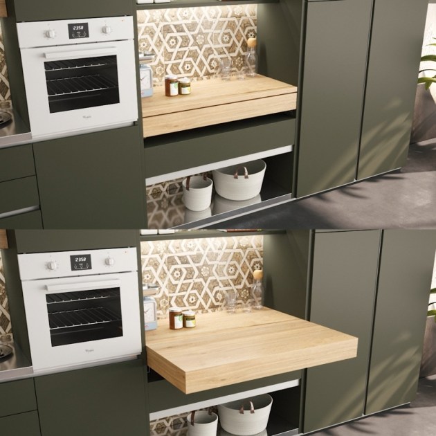 Emuca Guide per tavolo allungabile e elevabile Oplà Folding + 39 M120, Champagne anodizzato, Alluminio