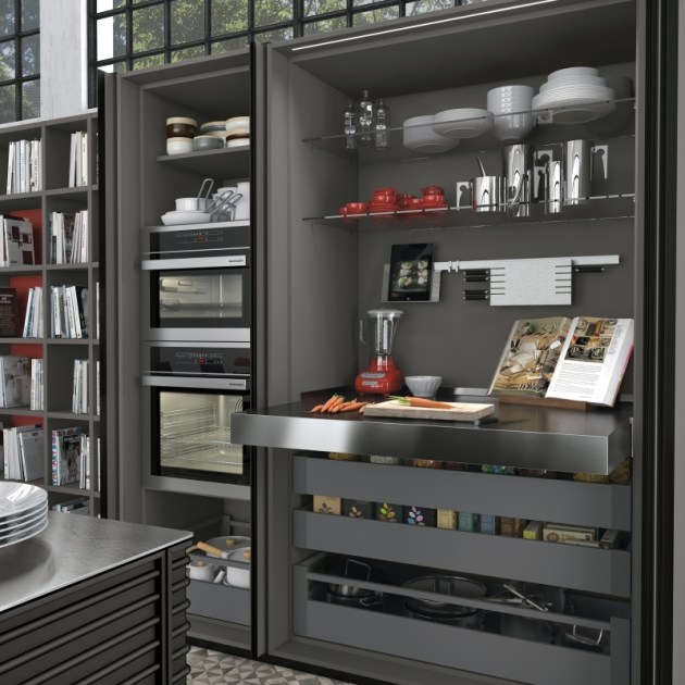 Emuca Guide per tavolo allungabile e elevabile Oplà Folding + 39 M120, Champagne anodizzato, Alluminio