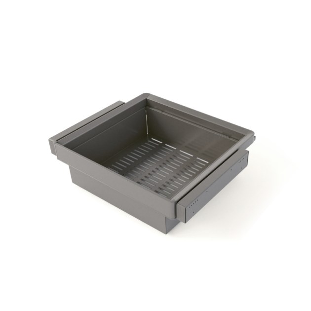 Emuca Kit  cassetto metallico e telaio regolabile Quartz per armadi, chiusura ammortizzata e estrazione totale, modulo 60 cm, finitura Titanio