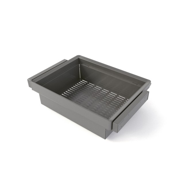 Emuca Kit  cassetto metallico e telaio regolabile Quartz per armadi, chiusura ammortizzata e estrazione totale, modulo 70 cm, finitura Titanio