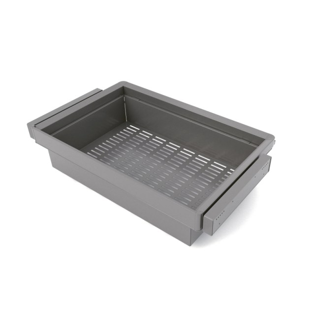 Emuca Kit  cassetto metallico e telaio regolabile Quartz per armadi, chiusura ammortizzata e estrazione totale, modulo 80 cm, finitura Titanio