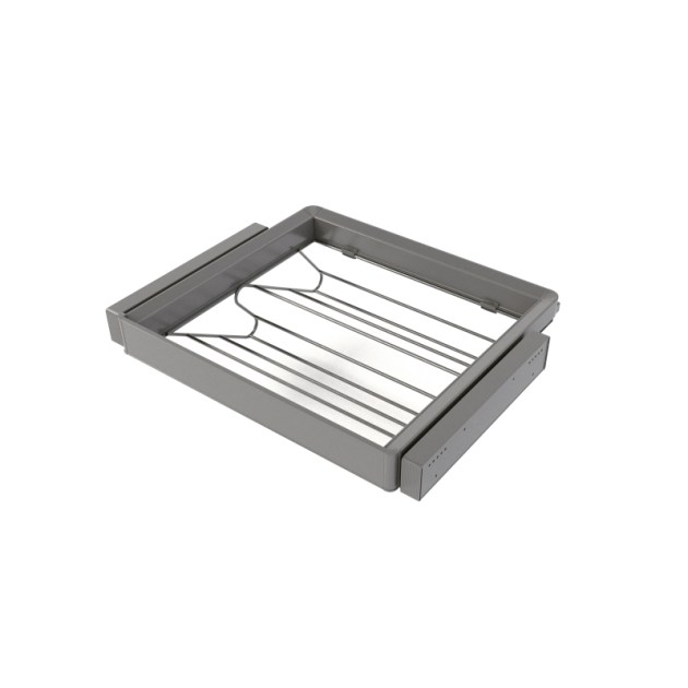 Emuca Kit  cassetto portascarpe e telaio regolabile Quartz per armadi, chiusura ammortizzata e estrazione totale,, modulo 60 cm, finitura Titanio
