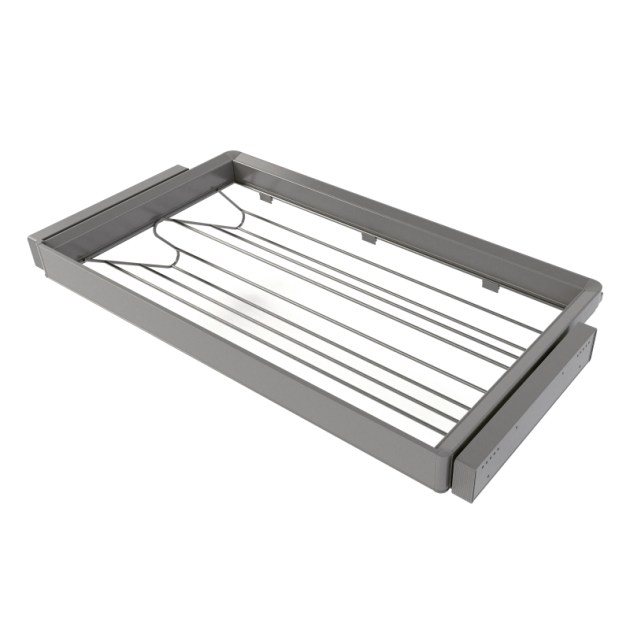 Emuca Kit  cassetto portascarpe e telaio regolabile Quartz per armadi, chiusura ammortizzata e estrazione totale, modulo 90 cm, finitura Titanio
