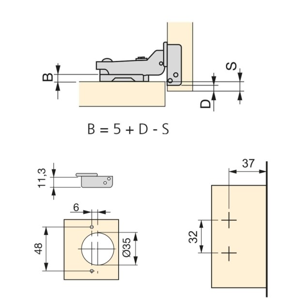 Emuca Kit cerniera a scodellino X91 con chiusura ammortizzata e basetta per vite, Titanio, Acciaio, 20 u.