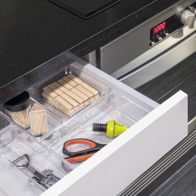 Emuca Kit di 10 contenitori organizer Cube per cassetti, Plastica, Trasparente