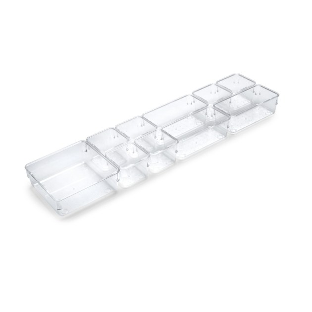 Emuca Kit di 10 contenitori organizer Cube per cassetti, Plastica, Trasparente