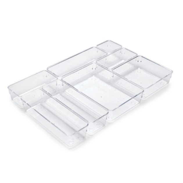 Emuca Kit di 8 contenitori organizer Cube per cassetti, Plastica, Trasparente