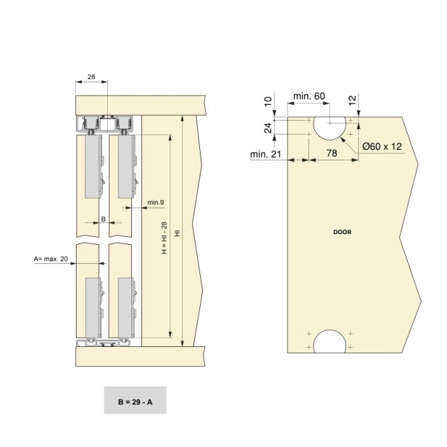 Emuca Kit di ferramentaper Flow2 2 porte scorrevoli e armadio con chiusura soft con binari di superficie 2,35 m, pannelli non inclusi, Anodizzato opaco