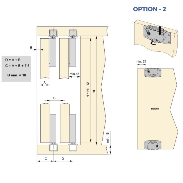 Emuca Kit di ferramentaper Flow2 2 porte scorrevoli e armadio con chiusura soft con binari incassati 2,35 m, pannelli non inclusi, Anodizzato opaco