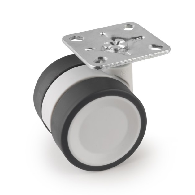 Emuca Kit di ruote Bowl 2 con piastra per montaggio, Ø 50, Acciaio e Tecnoplastica