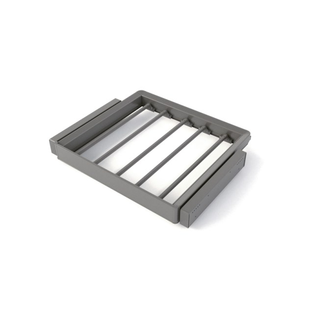 Emuca Kit  portapantaloni a 7 aste e telaio regolabile Quartz per armadi, chiusura ammortizzata e estrazione totale, modulo 60 cm, finitura Titanio