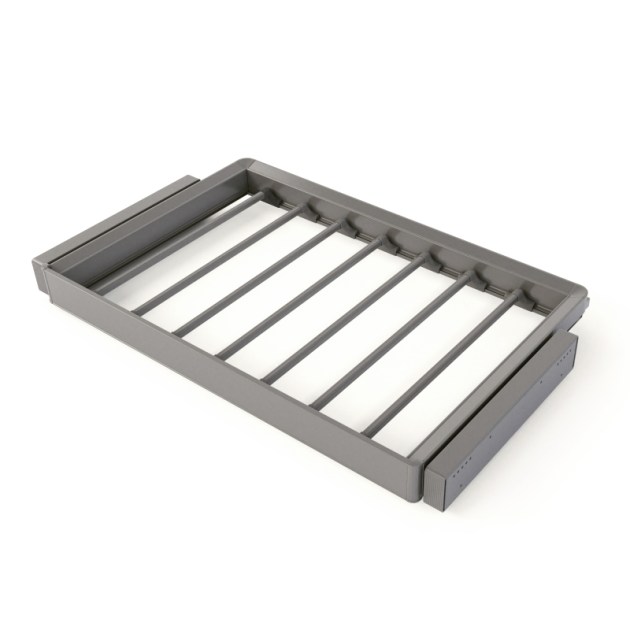 Emuca Kit  portapantaloni a 7 aste e telaio regolabile Quartz per armadi, chiusura ammortizzata e estrazione totale, modulo 80 cm, finitura Titanio