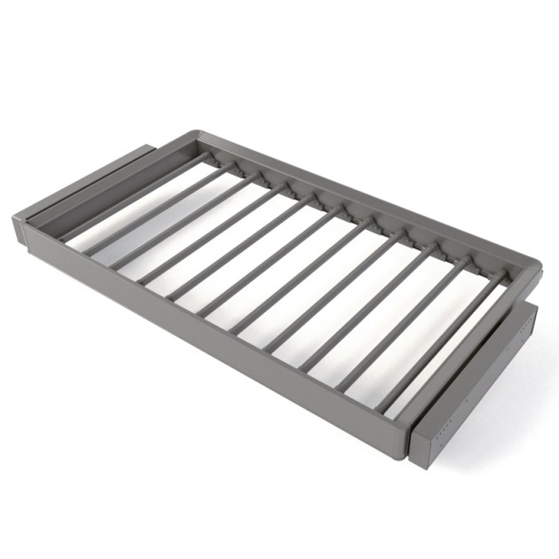 Emuca Kit  portapantaloni a 7 aste e telaio regolabile Quartz per armadi, chiusura ammortizzata e estrazione totale, modulo 90 cm, finitura Titanio