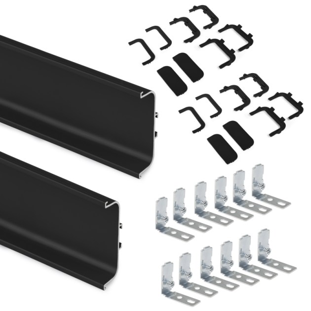 Emuca Kit profilo Gola centrale per mobili da cucina, Verniciato nero, Alluminio