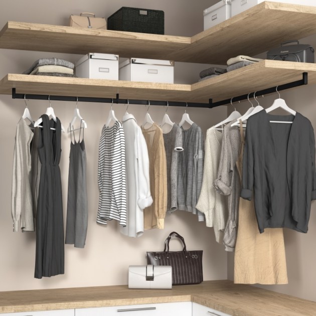 Emuca Kit tubo per armadio Luxe, 0,75 m, Nero testurizzato, Alluminio e Tecnoplastica, 1 kit