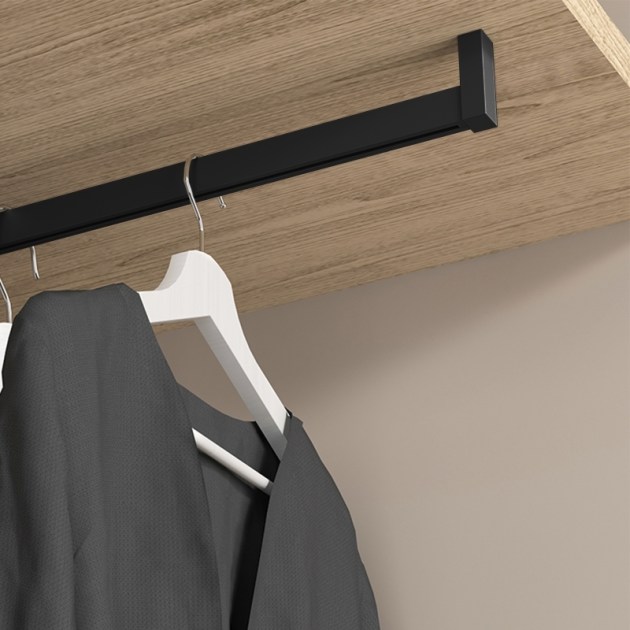 Emuca Kit tubo per armadio Luxe, 0,75 m, Nero testurizzato, Alluminio e Tecnoplastica, 1 kit