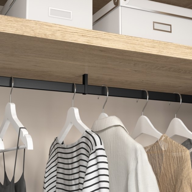 Emuca Kit tubo per armadio Luxe, 1,15 m, Nero testurizzato, Alluminio e Tecnoplastica, 1 kit