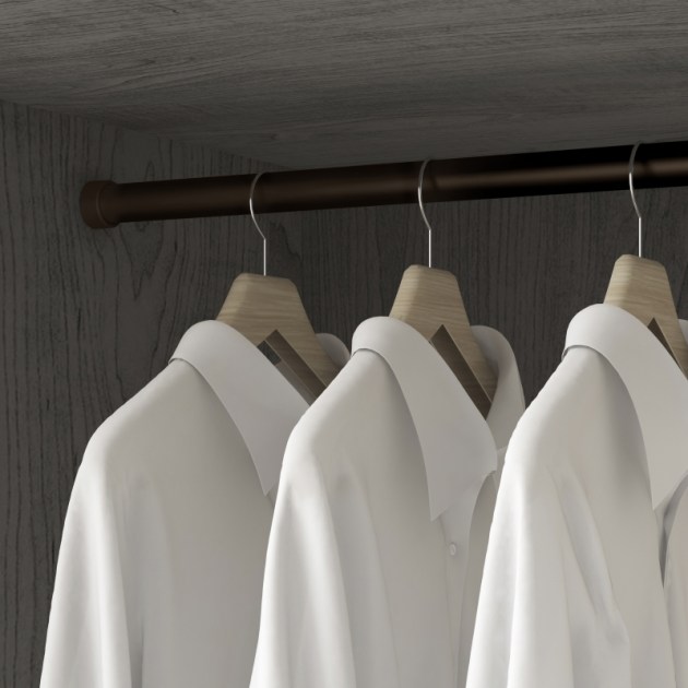 Emuca Kit tubo per armadio rotondo Ø28, 1,15 m, Verniciato moka, Alluminio e Zama