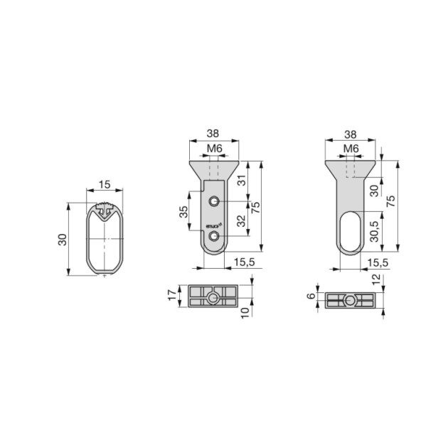 Emuca Kit tubo per armadio Silk, 1,15 m, Anodizzato opaco, Alluminio e Tecnoplastica