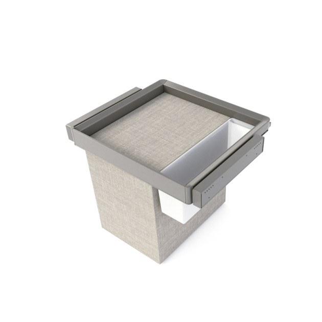Emuca Kit  vassoio ausiliario, cesto portabiancheria e telaio regolabile Quartz per armadi, chiusura ammortizzata e estrazione totale, modulo 60 cm, finitura Titanio